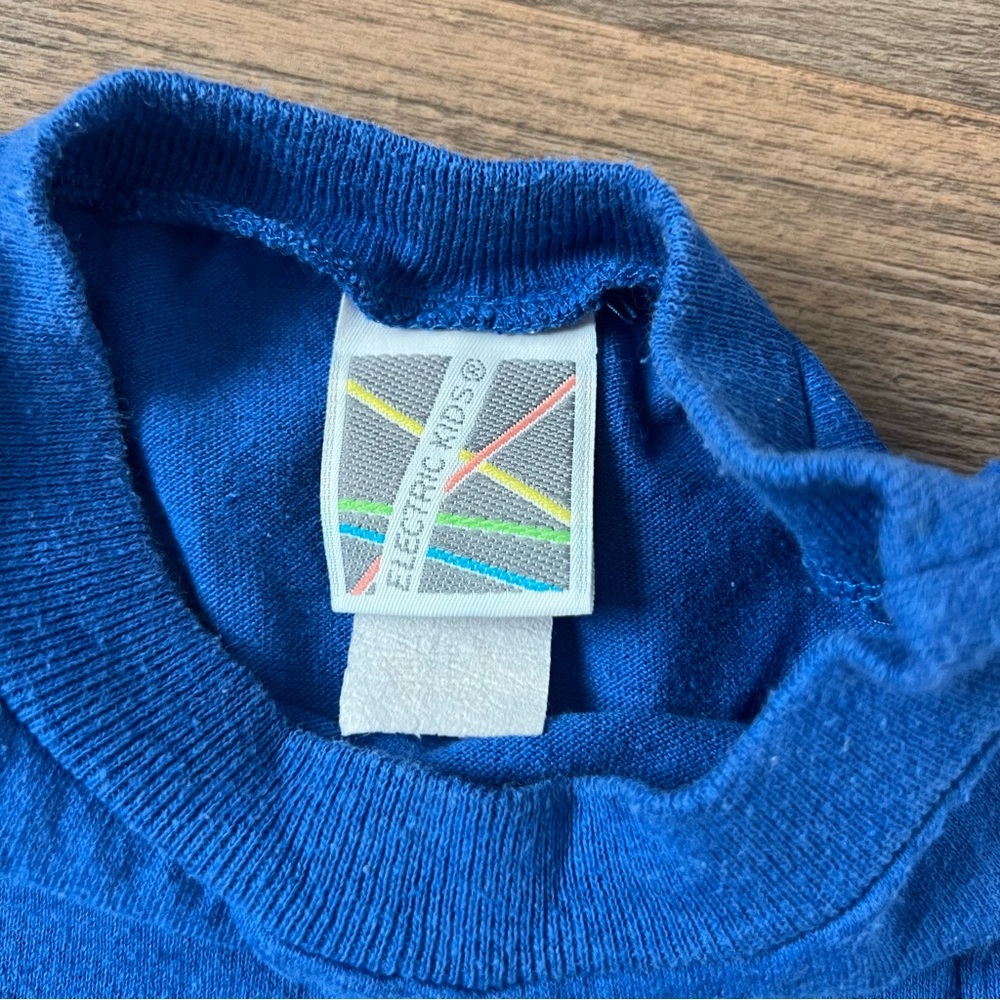 Vintage Electric Kids Youth Crewneck T-shirt Blue Size 6 - Picture 3 of 5